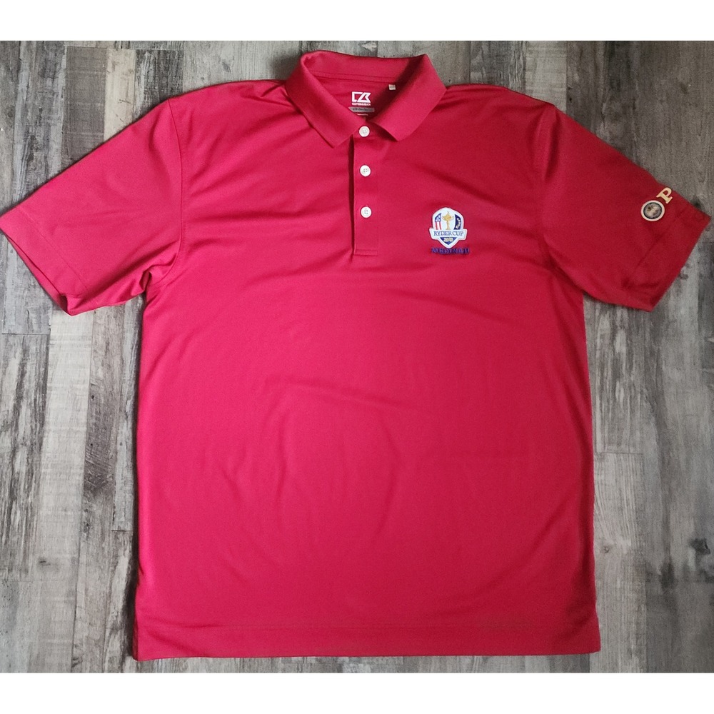 Cutter & Buck Polo Shirt Mens Medium Red 2012 Ryder Cup Medinah PGA Golf Top